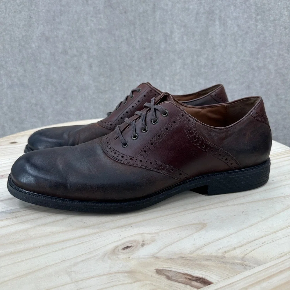 Johnston Murphy Sheepskin Leather Shoes Mens 12 Two-Tone Burnished Brogue Oxford